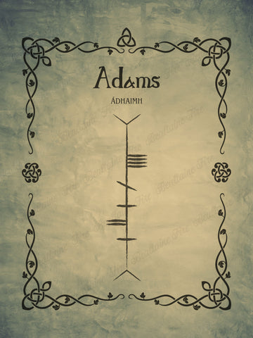 Adams in Ogham premium luster unframed print