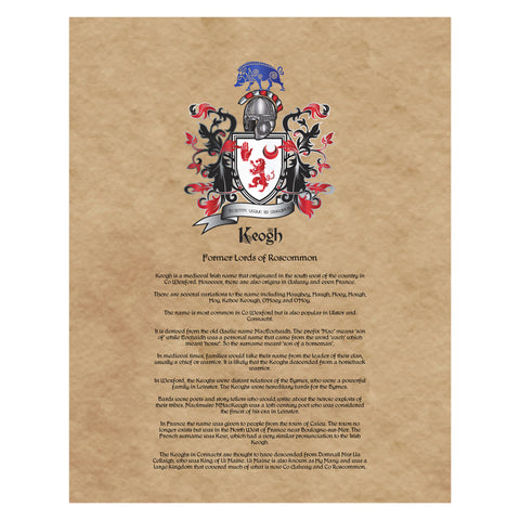 Keogh Coat of Arms on Canvas