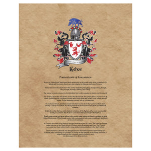Kehoe Coat of Arms on Canvas