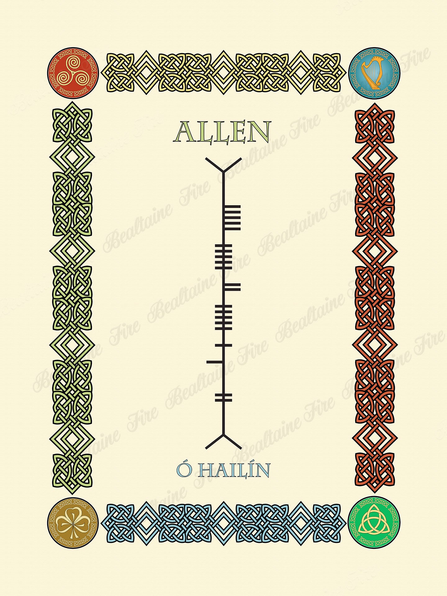 Allen in Old Irish and Ogham - Premium luster unframed print