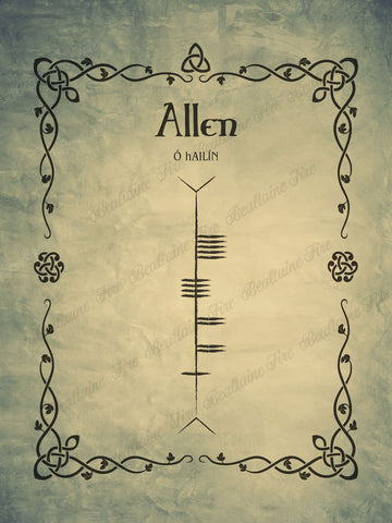 Allen in Ogham premium luster unframed print
