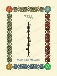 Bell in Old Irish and Ogham - Premium luster unframed print