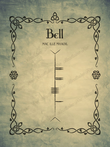 Bell in Ogham premium luster unframed print