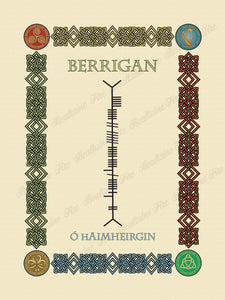 Berrigan in Old Irish and Ogham - Premium luster unframed print