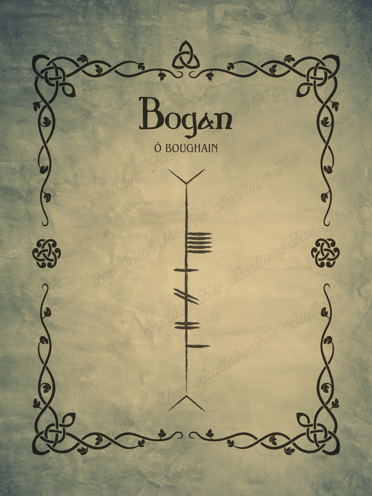 Bogan in Ogham premium luster unframed print