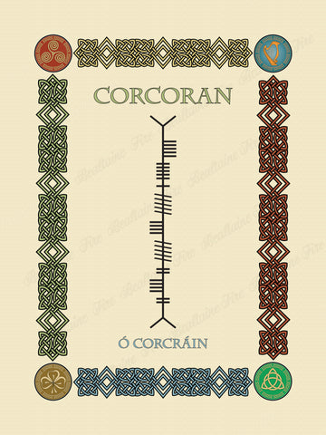 Corcoran in Old Irish and Ogham - Premium luster unframed print