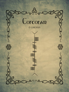 Corcoran in Ogham premium luster unframed print