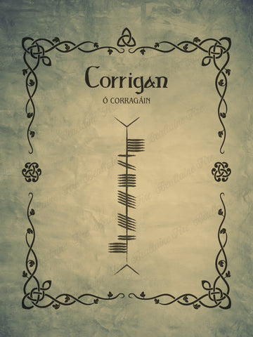 Corrigan in Ogham premium luster unframed print