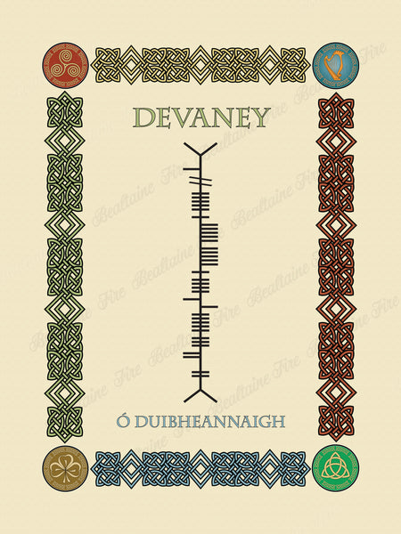 Devaney in Old Irish and Ogham - Premium luster unframed print