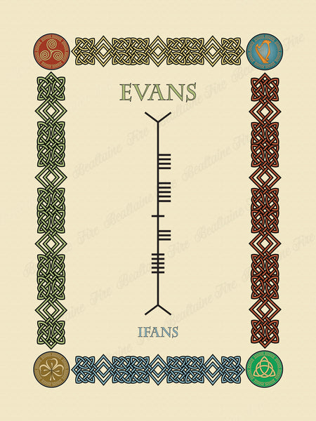 Evans in Old Irish and Ogham - Premium luster unframed print
