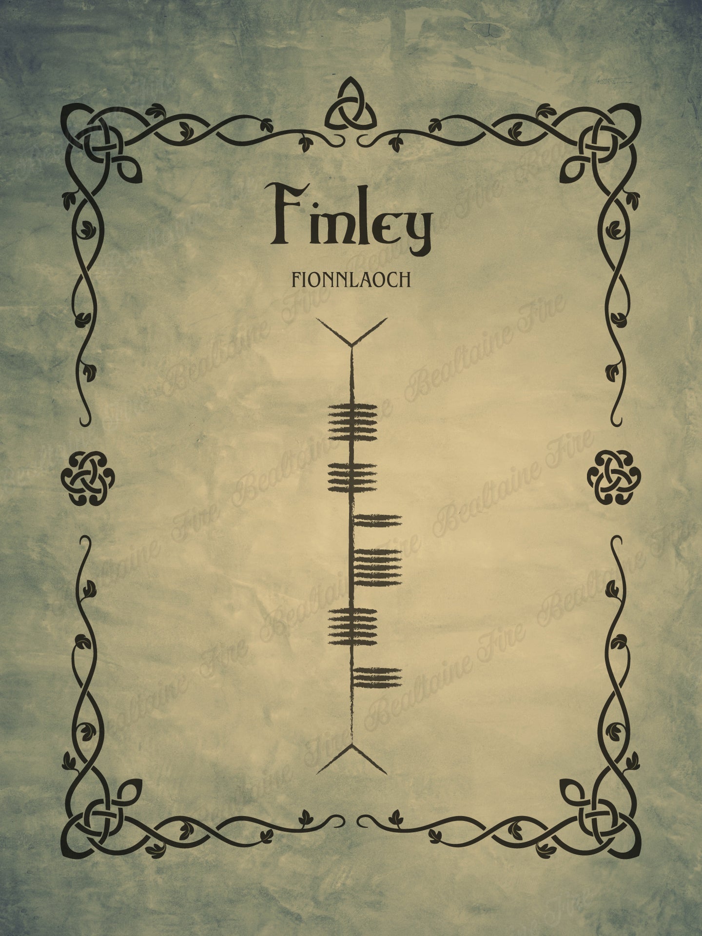 Finley in Ogham premium luster unframed print