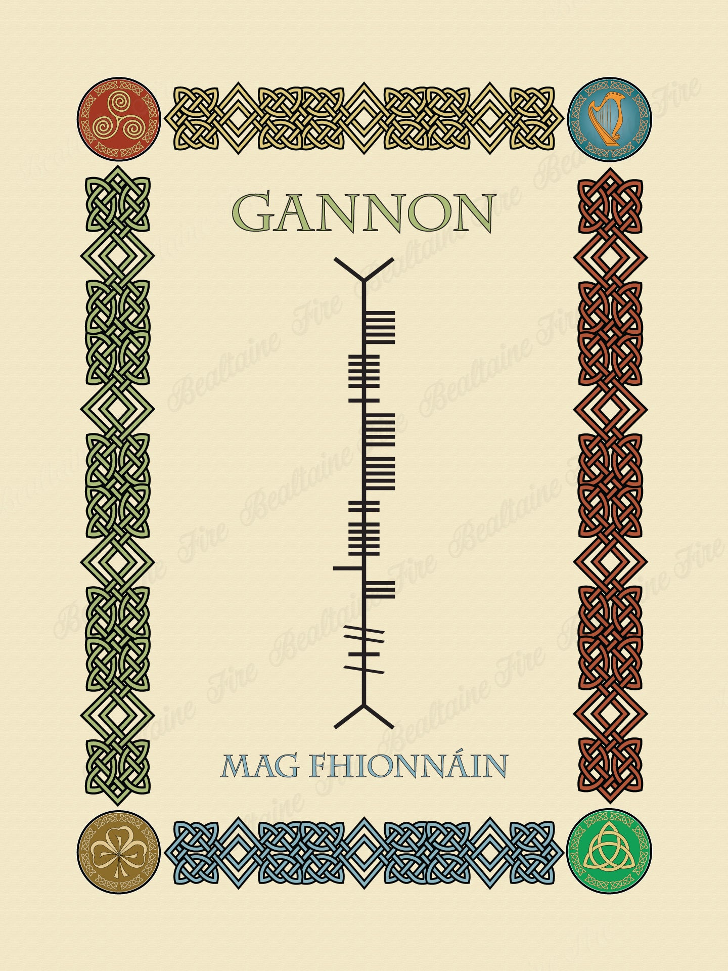 Gannon in Old Irish and Ogham - Premium luster unframed print