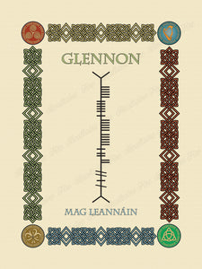 Glennon in Old Irish and Ogham - Premium luster unframed print