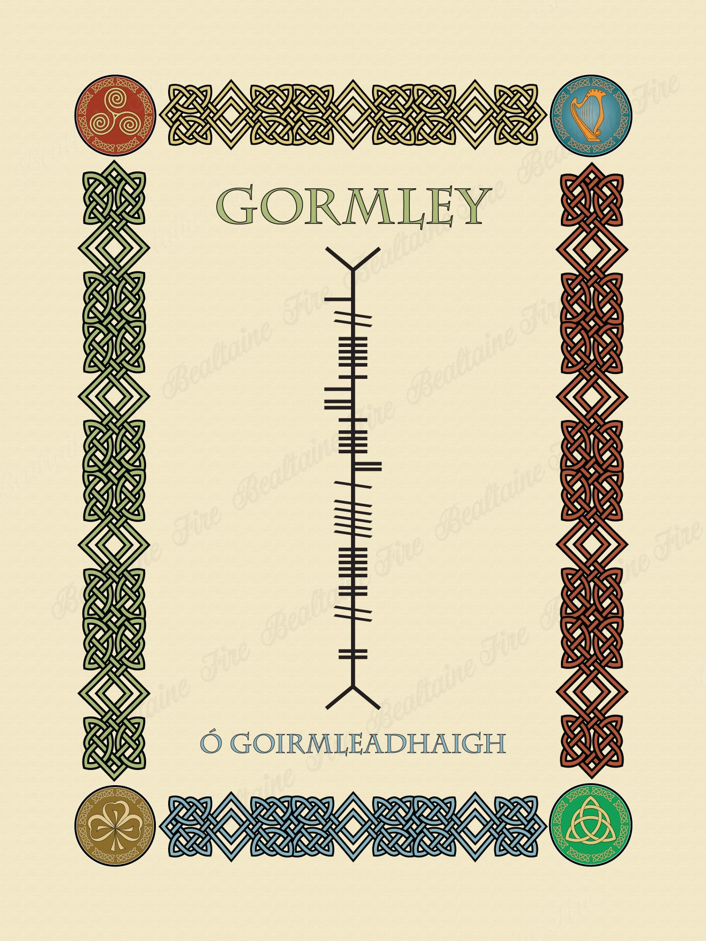 Gormley in Old Irish and Ogham - Premium luster unframed print
