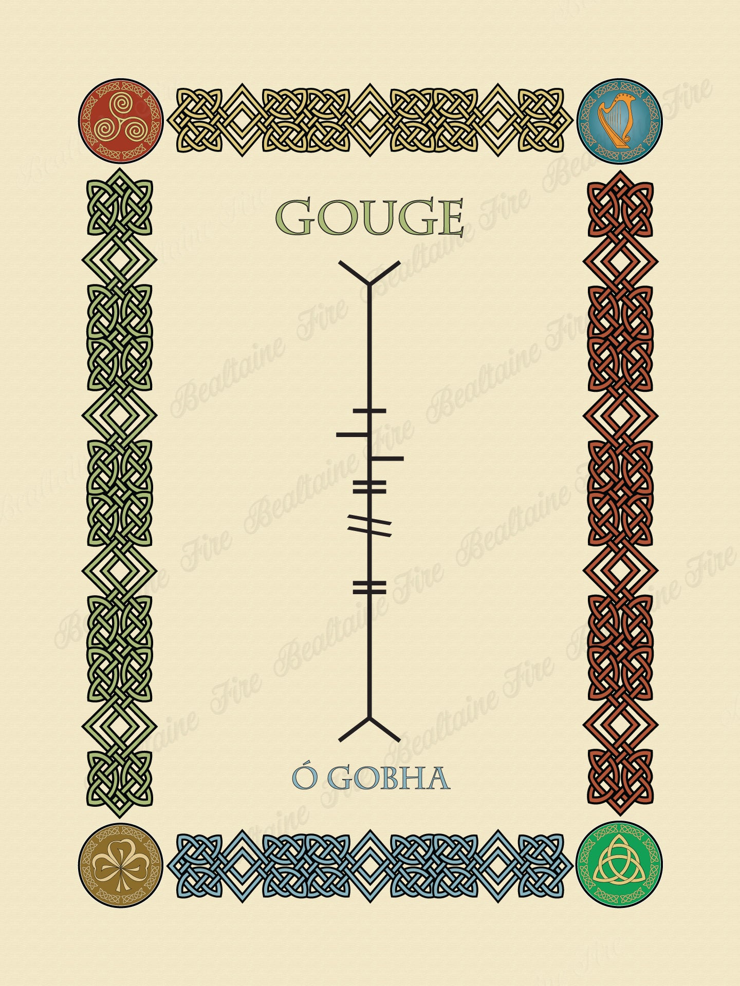 Gouge in Old Irish and Ogham - Premium luster unframed print
