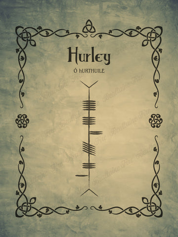 Hurley in Ogham premium luster unframed print