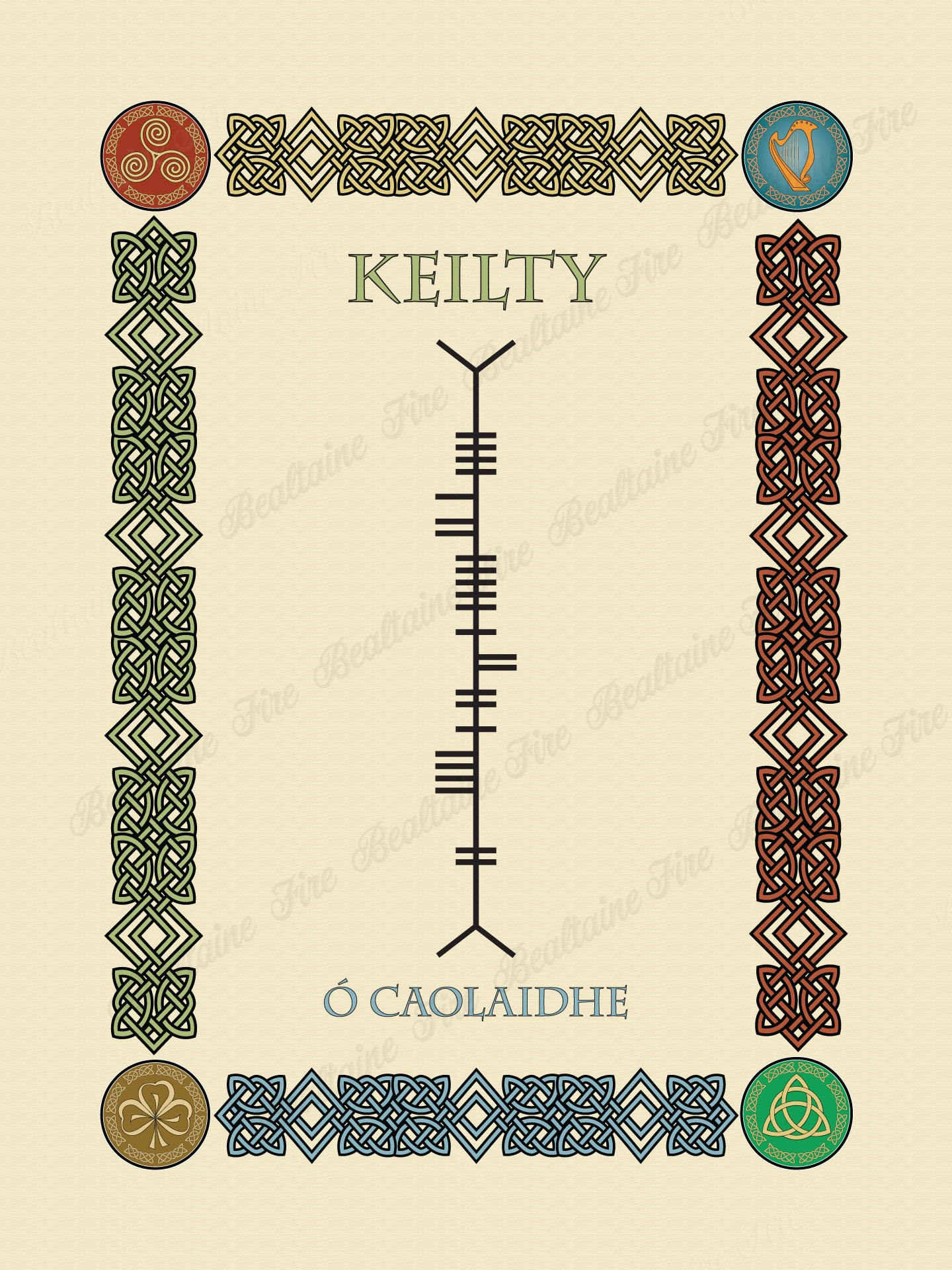 Keilty in Old Irish and Ogham - Premium luster unframed print