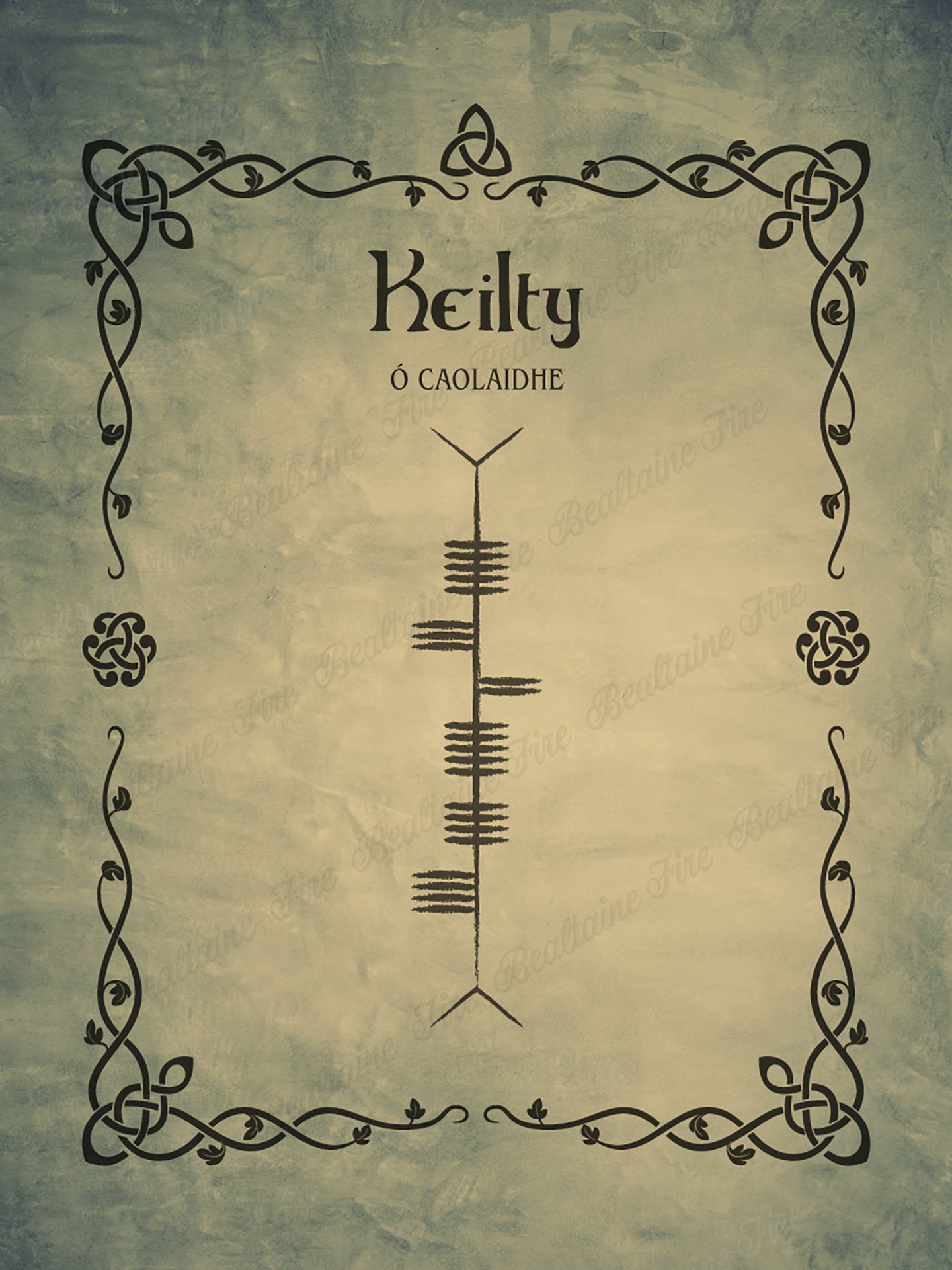 Keilty in Ogham premium luster unframed print