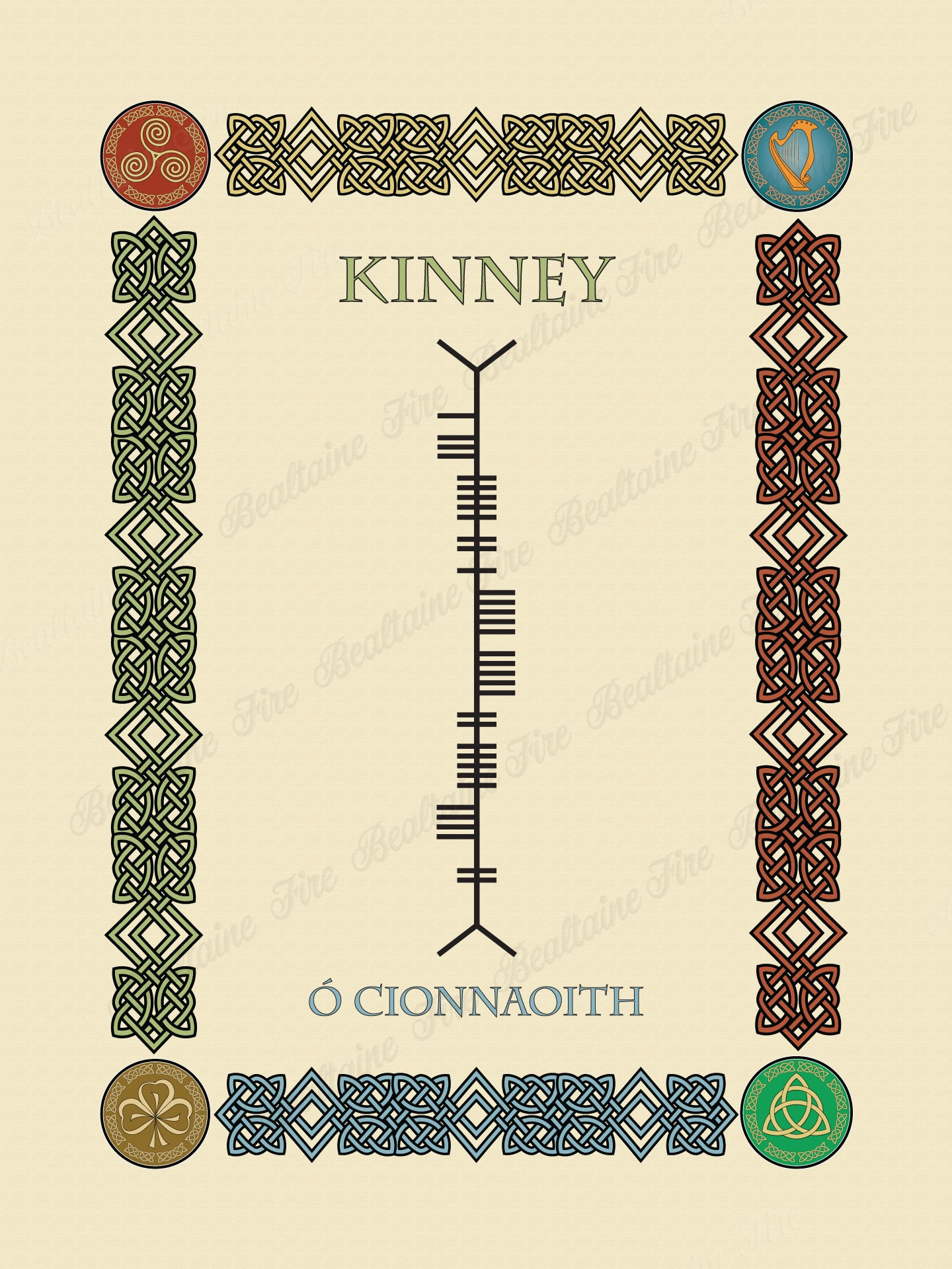 Kinney in Old Irish and Ogham - Premium luster unframed print