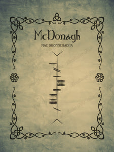 McDonagh in Ogham premium luster unframed print
