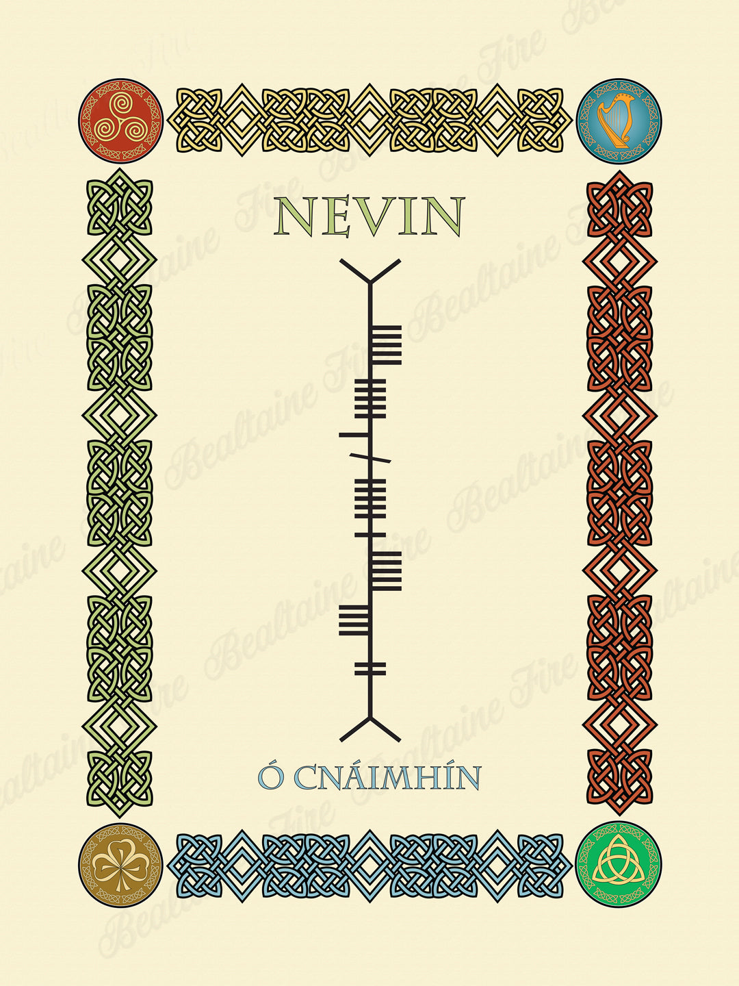 Nevin in Old Irish and Ogham - Premium luster unframed print