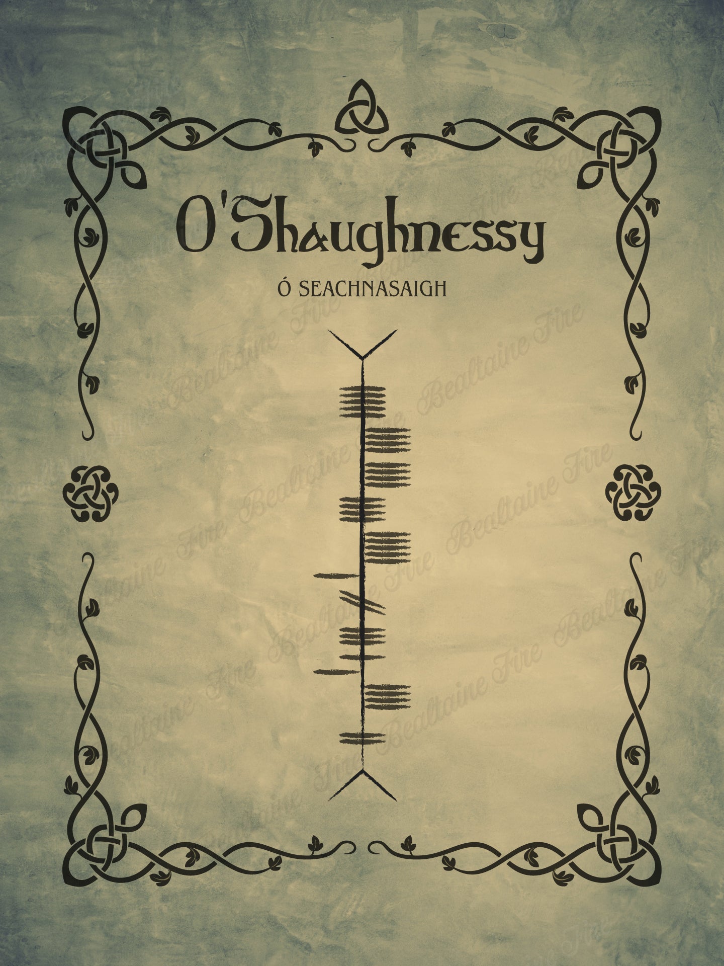 O'Shaughnessy in Ogham premium luster unframed print