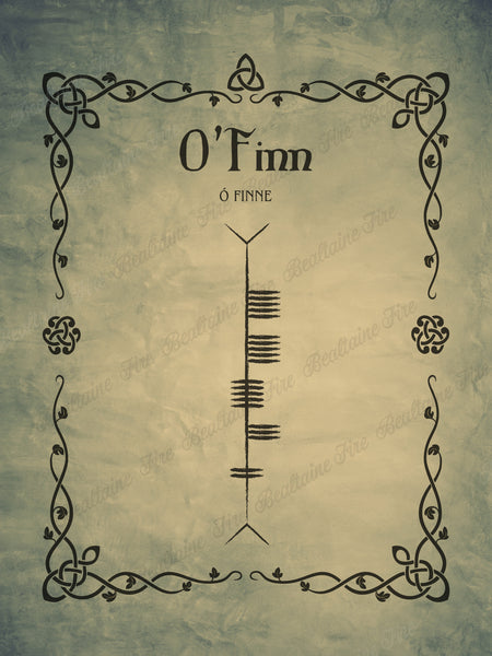 O'Finn in Ogham premium luster unframed print