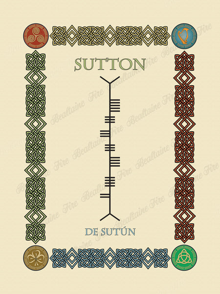 Sutton in Old Irish and Ogham - Premium luster unframed print