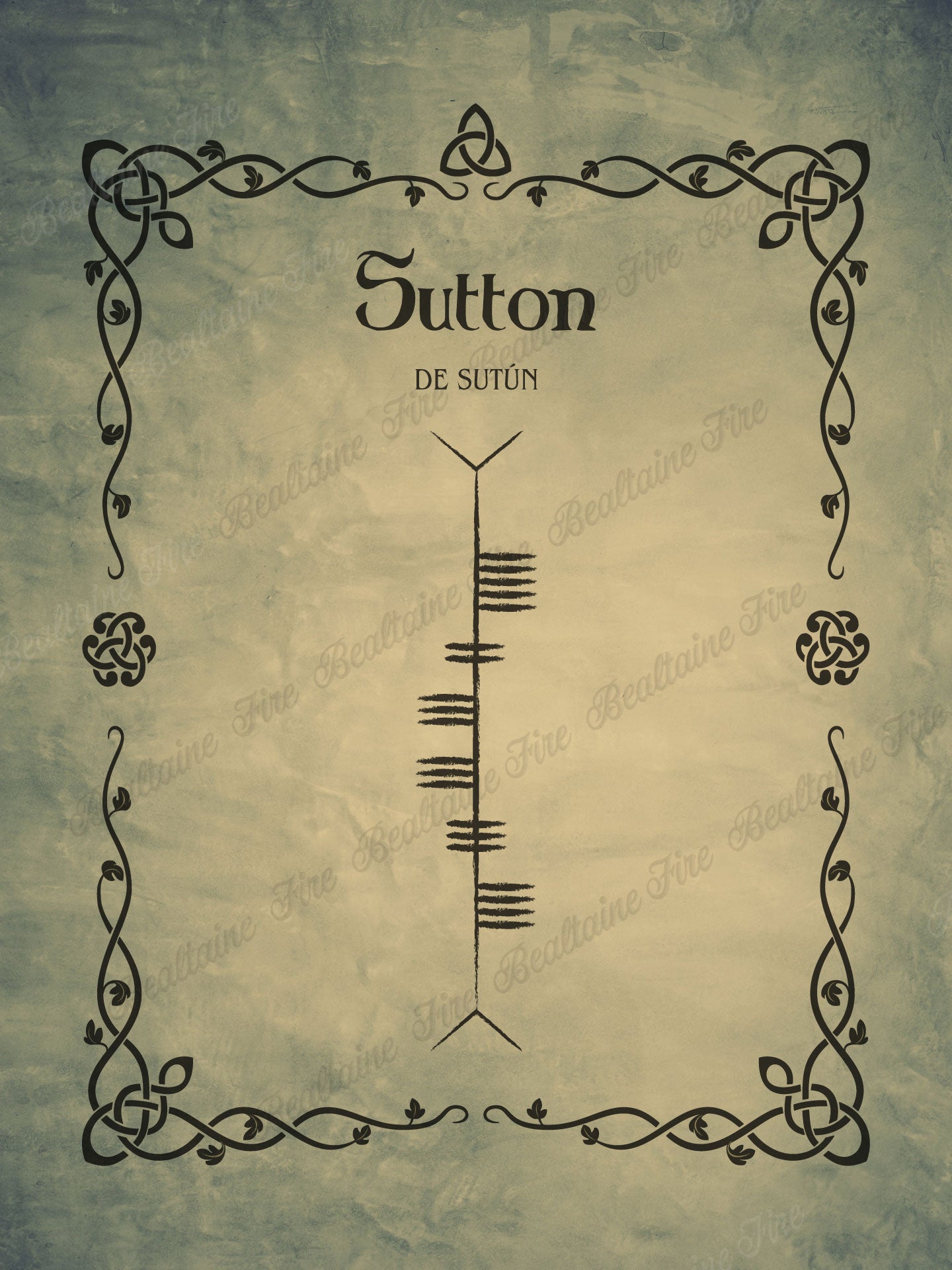 Sutton in Ogham premium luster unframed print