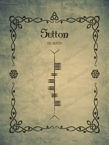 Sutton in Ogham premium luster unframed print