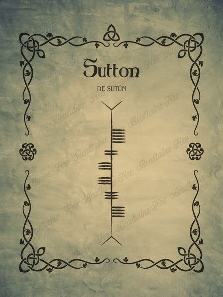 Sutton in Ogham premium luster unframed print