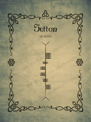 Sutton in Ogham premium luster unframed print