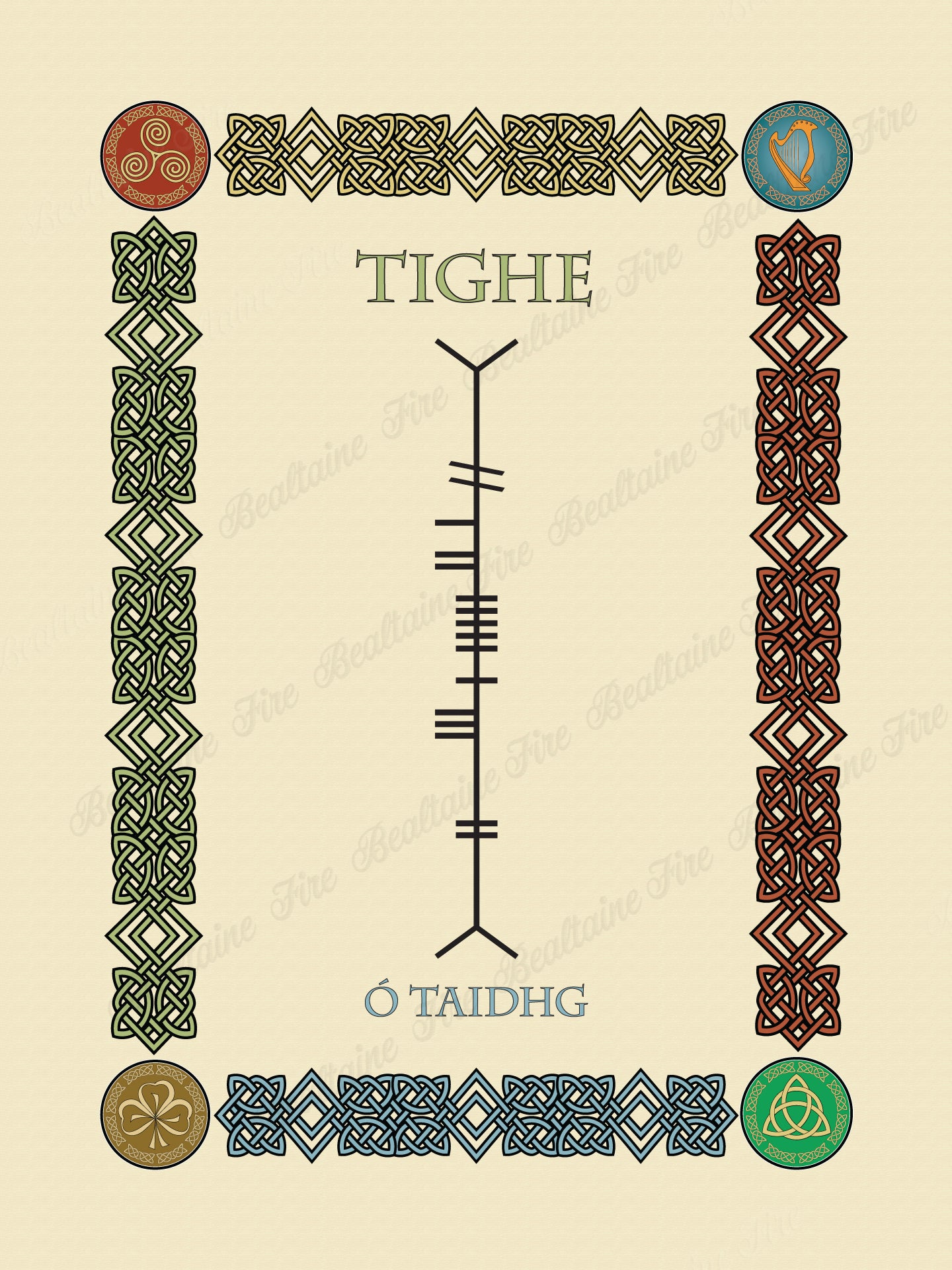Tighe in Old Irish and Ogham - Premium luster unframed print