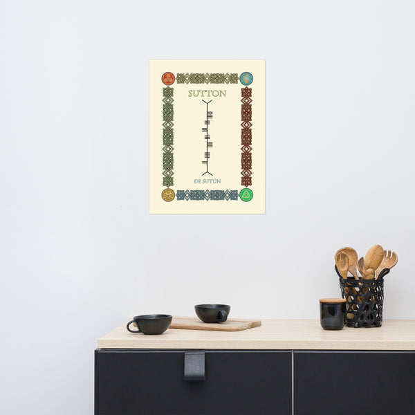 Sutton in Old Irish and Ogham - Premium luster unframed print