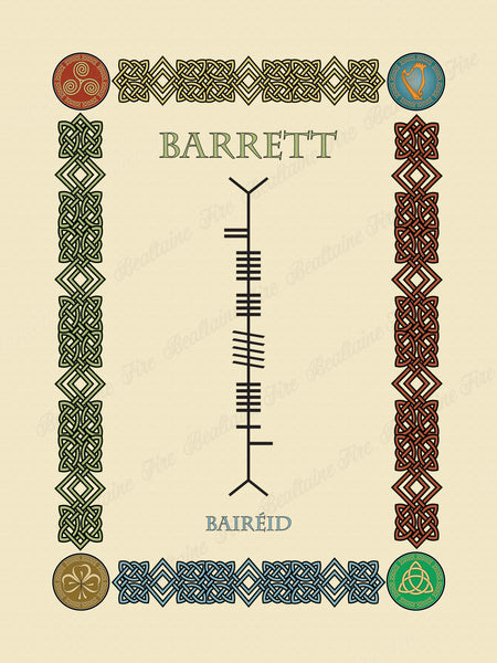 Barrett in Old Irish and Ogham - Premium luster unframed print