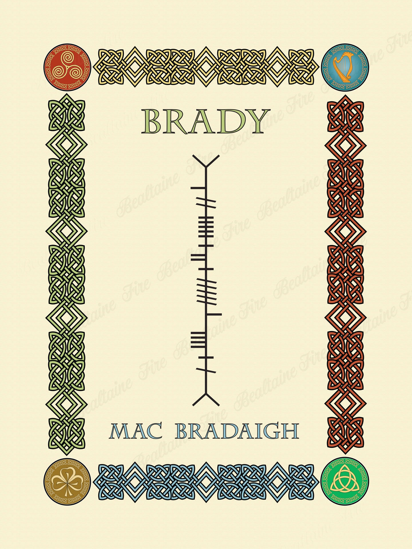 Brady in Old Irish and Ogham - Premium luster unframed print