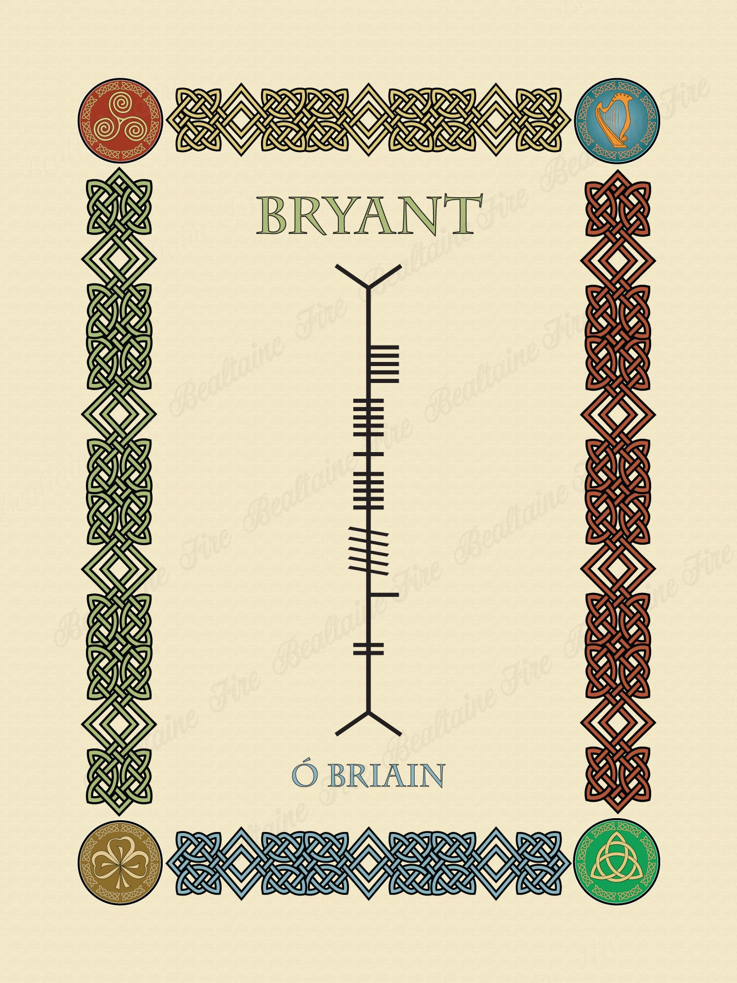 Bryant in Old Irish and Ogham - Premium luster unframed print