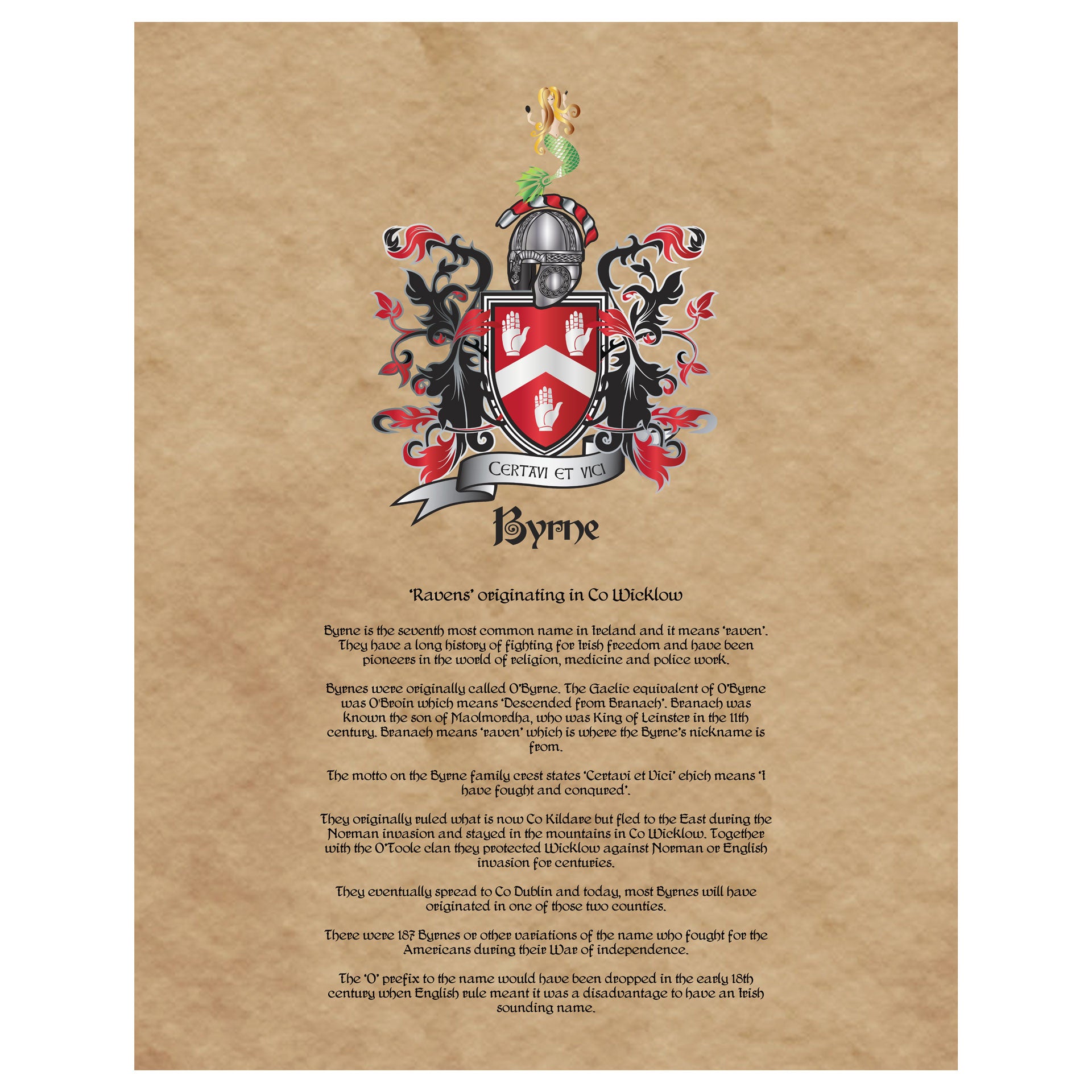 Byrne Coat of Arms Premium Luster Unframed Print
