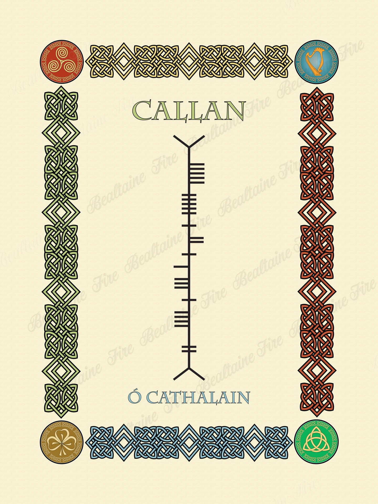 Callan in Ogham premium luster unframed print