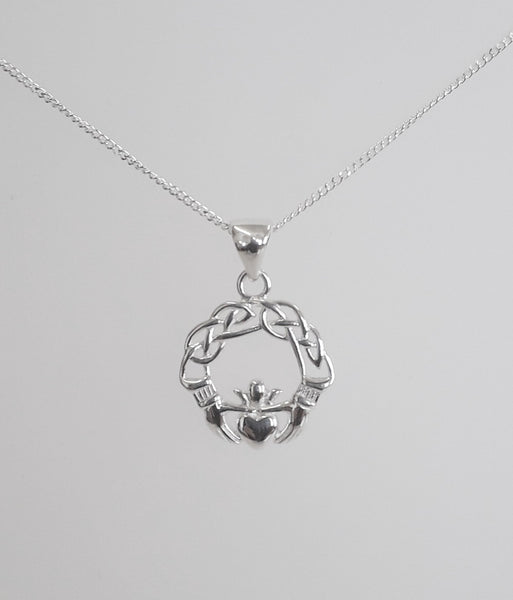 Silver Claddagh Necklace And Earring Set Silver Jewellery