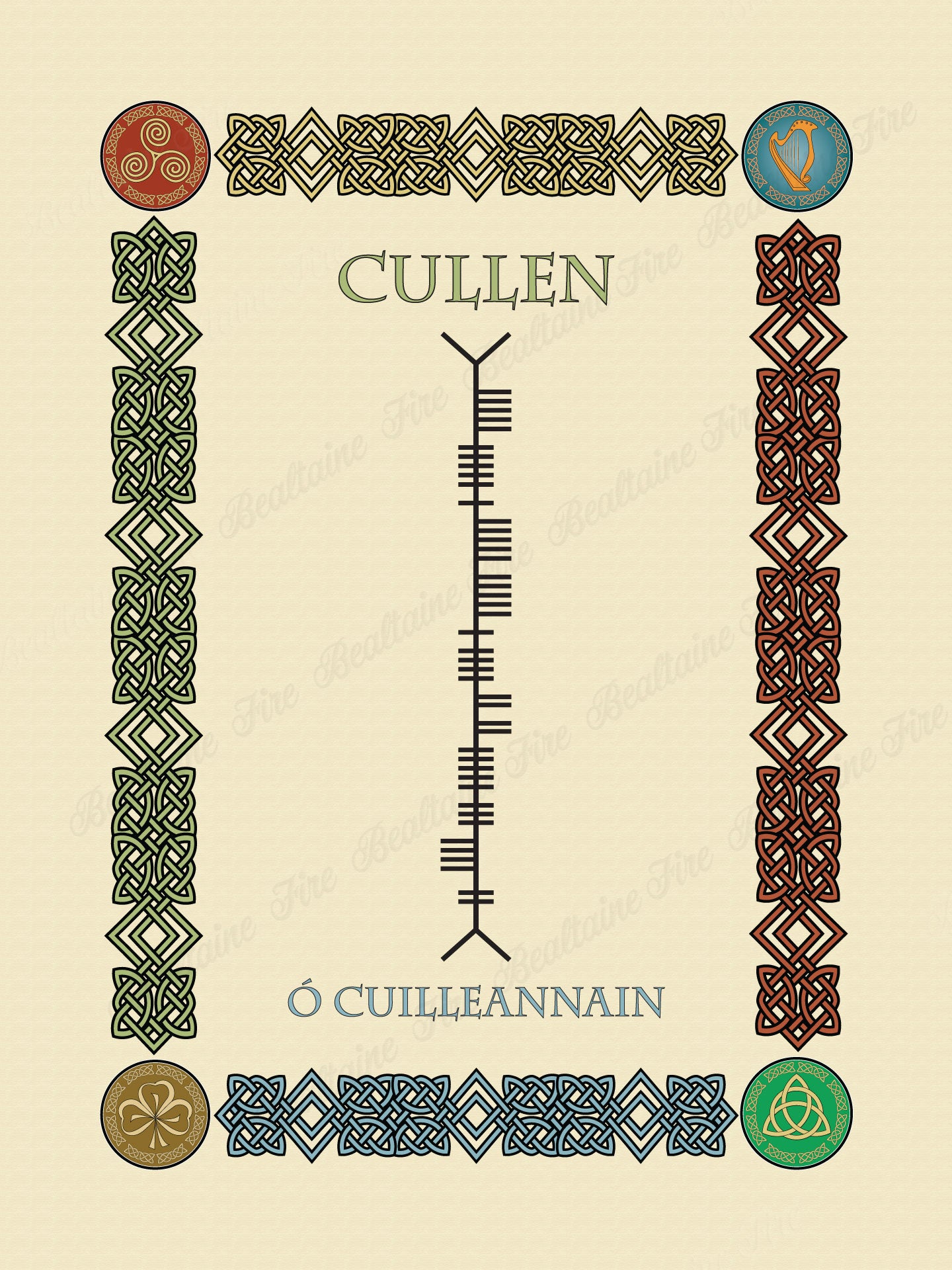 Cullen in Old Irish and Ogham - Premium luster unframed print