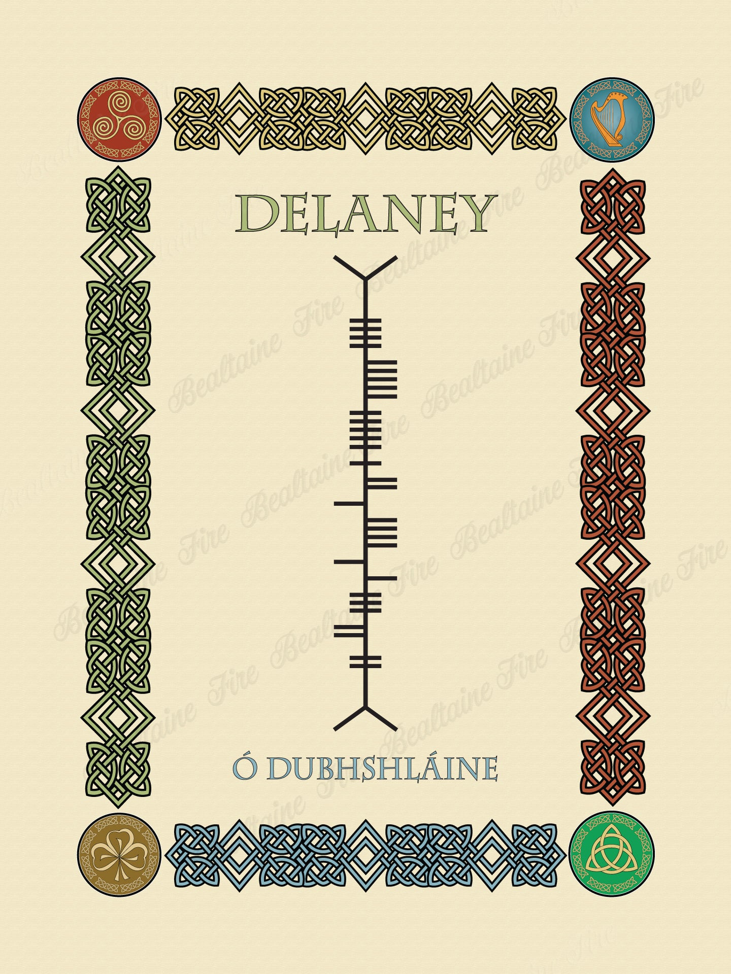 Delaney in Old Irish and Ogham - Premium luster unframed print