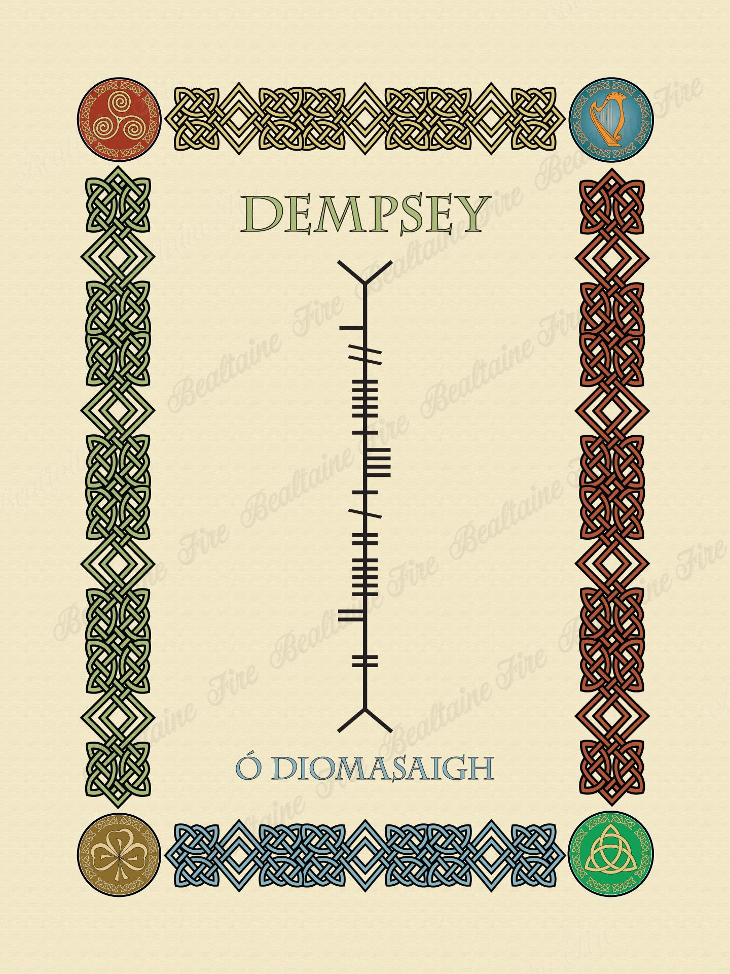Dempsey in Old Irish and Ogham - Premium luster unframed print