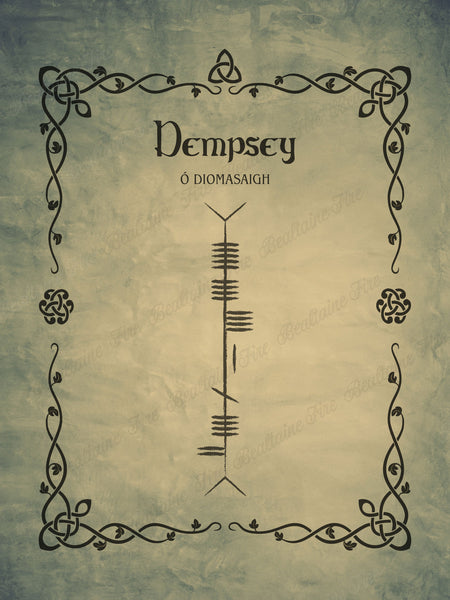 Dempsey in Ogham premium luster unframed print