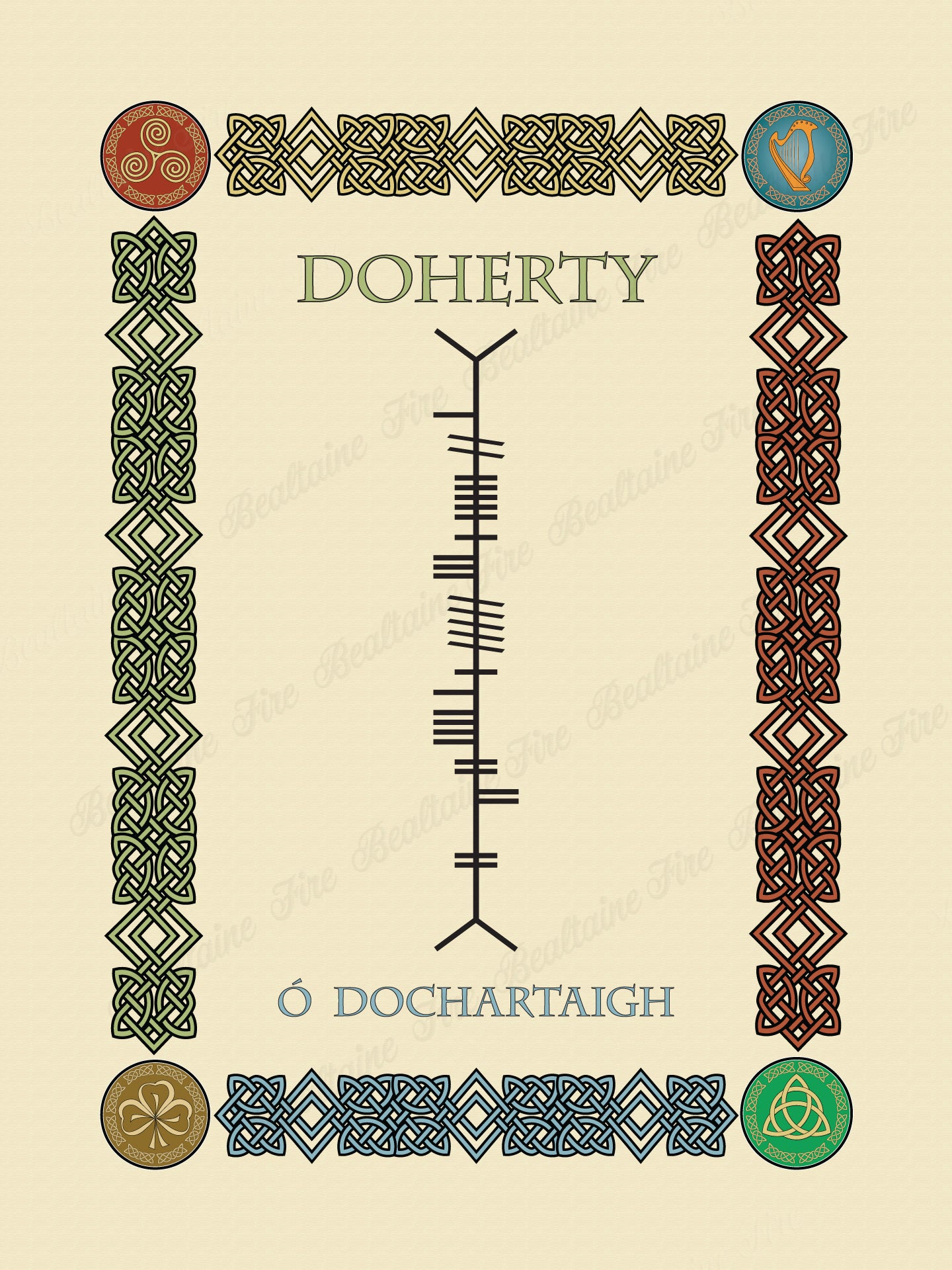 Doherty in Old Irish and Ogham - Premium luster unframed print