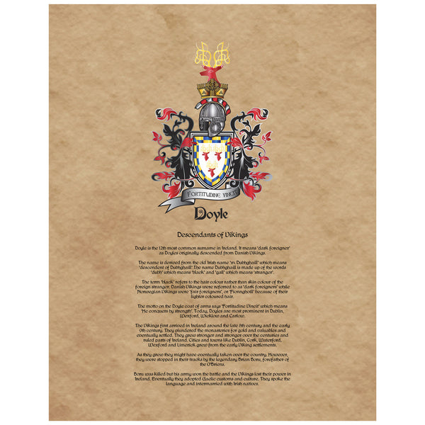 Doyle Coat of Arms Premium Luster Unframed Print