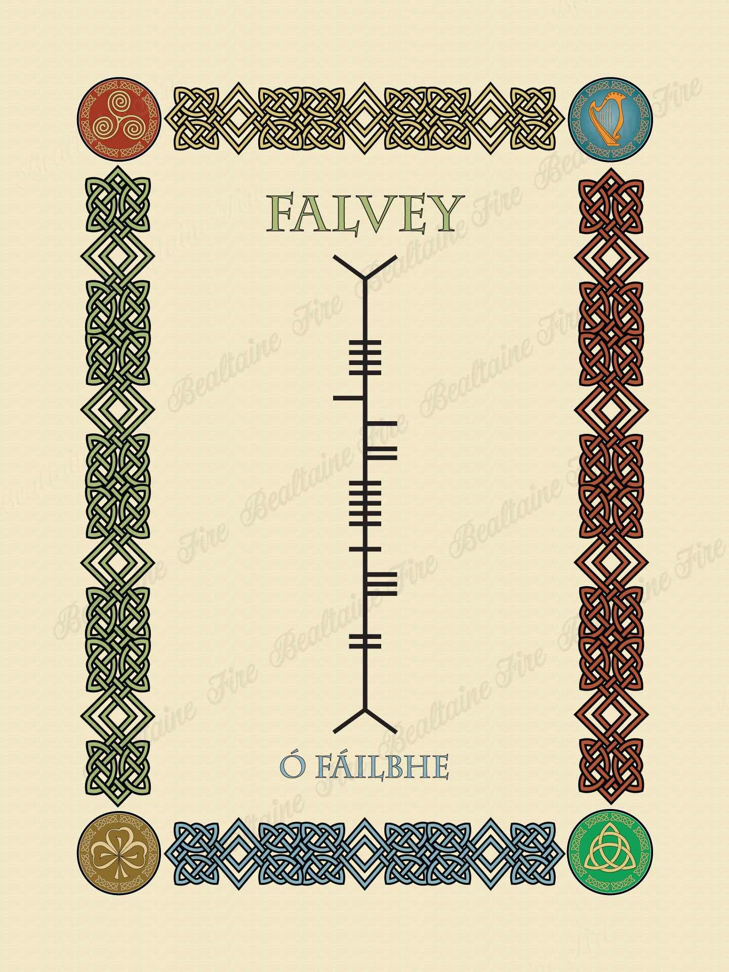 Falvey in Old Irish and Ogham - Premium luster unframed print