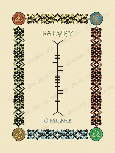 Falvey in Old Irish and Ogham - Premium luster unframed print