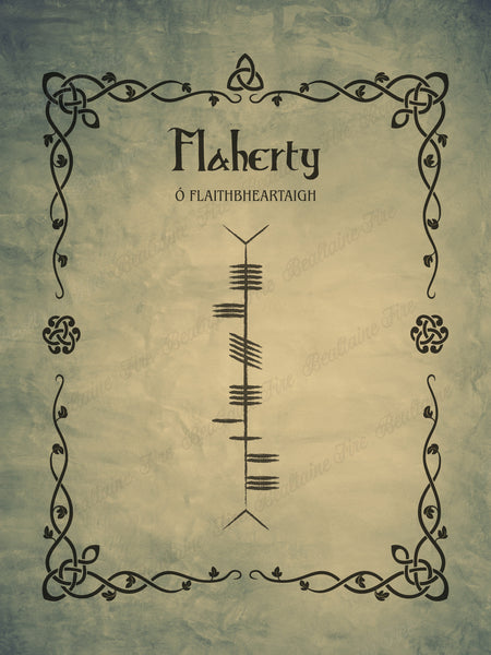 Flaherty in Ogham premium luster unframed print