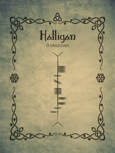 Halligan in Ogham premium luster unframed print